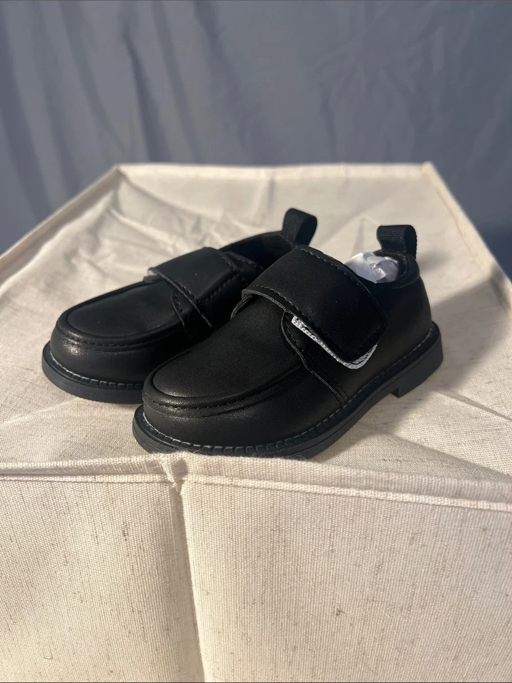 Kids Black Velcro Dress Shoes